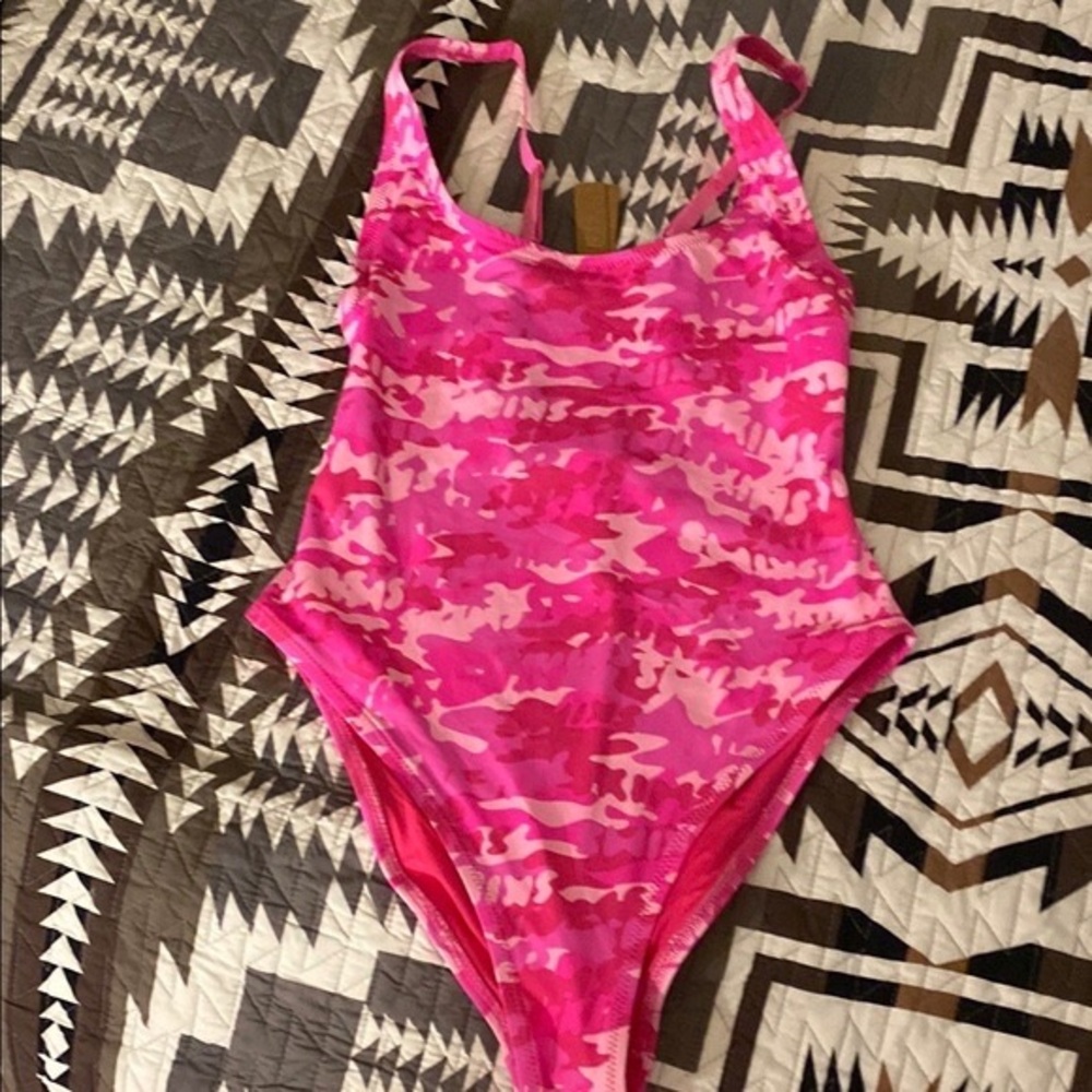 Pink Camouflage One-Piece Swimsuit, rare